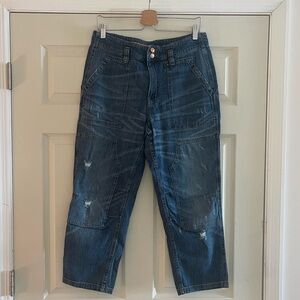 Anthropologie Pilcro Denim, The Wanderer Blue Distressed Cropped Womens size 30